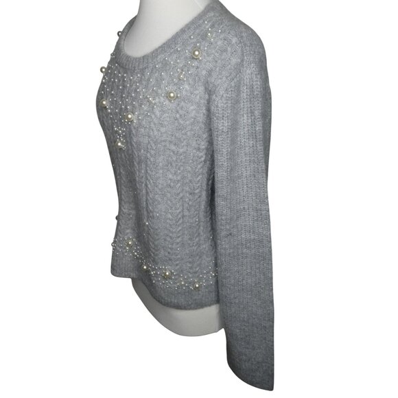 Rachel Roy‎ Grey Pearl-Studded Women's Crew Sweater Size XL - Picture 2 of 8